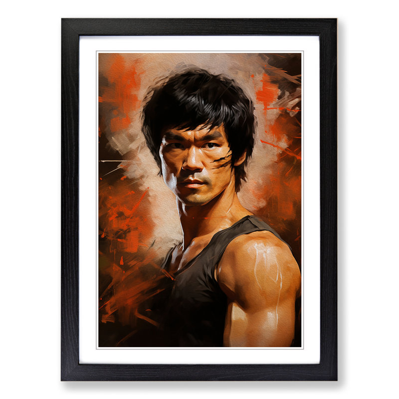Bruce Lee Digital - Framed Print, 64cm H x 46cm W x 2cm D, Black Framed