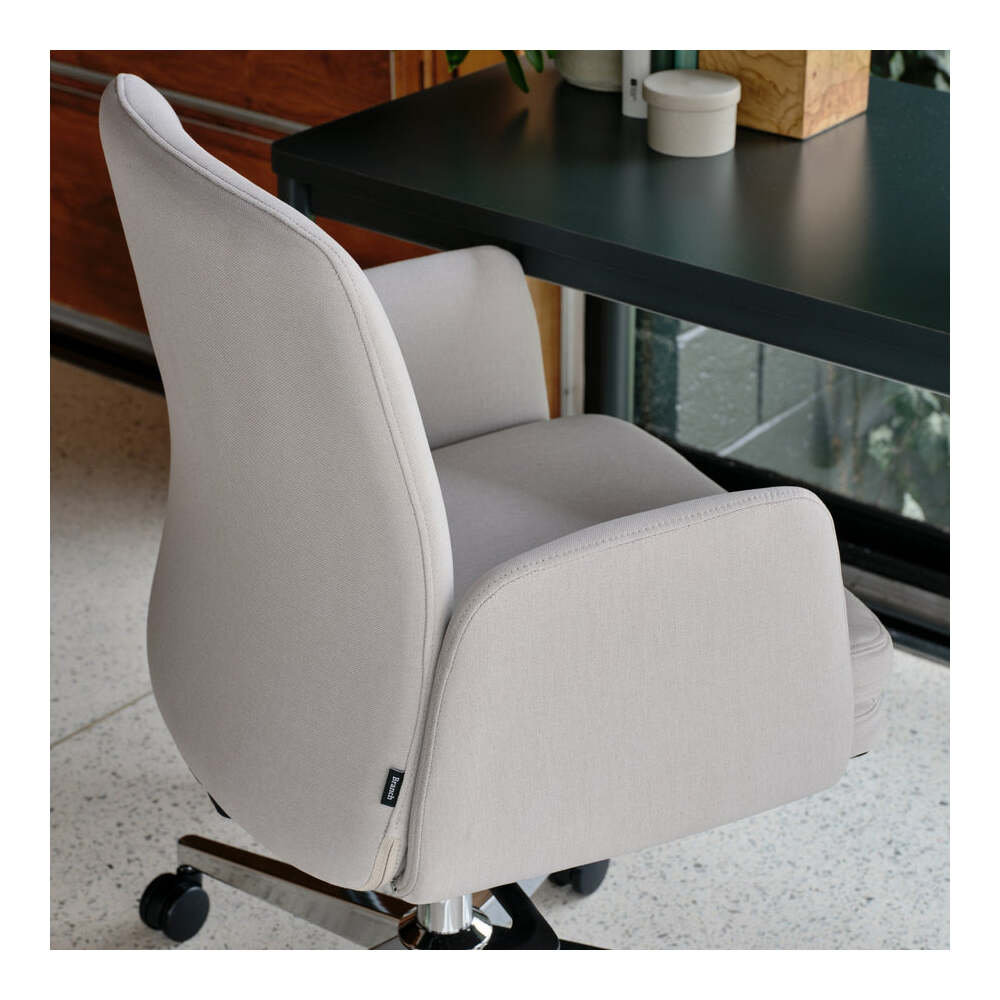 Fabric Office Chair with Lumbar Support, Bone, 40.5"