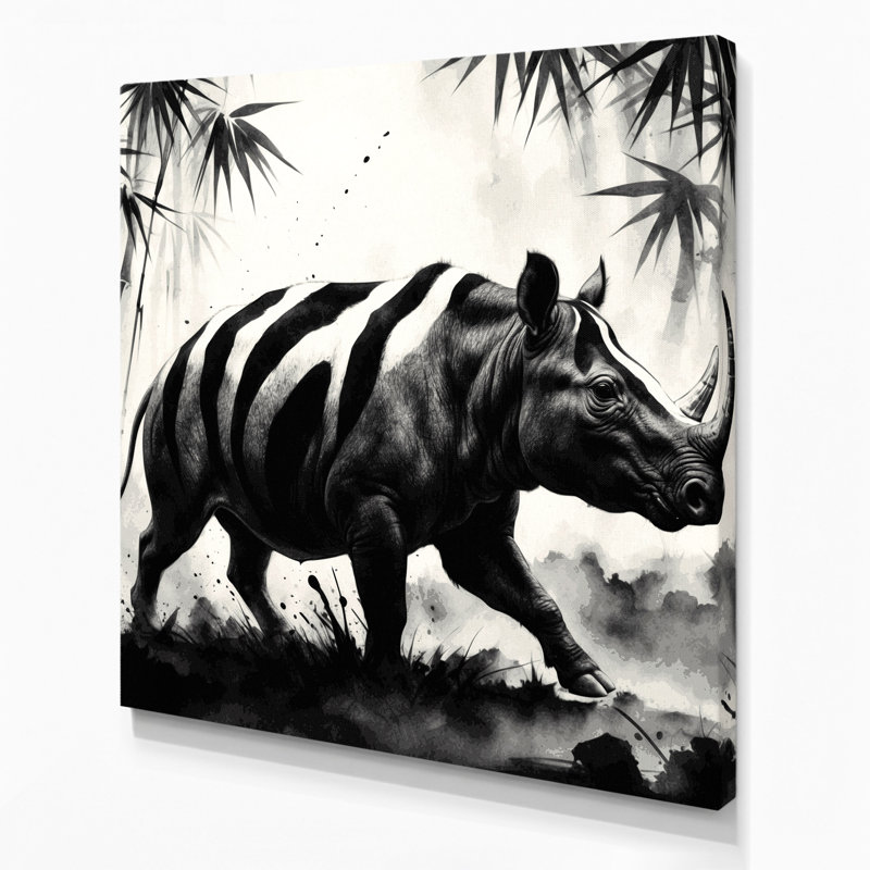 Faune, Tapir gris, art mural sur toile, H 12 po x l 12 po