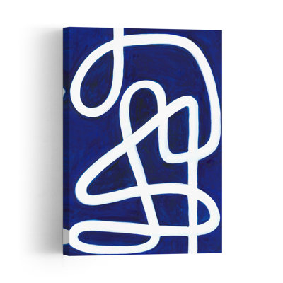 White Loops Abstract Bold Minimalist Wall Art Print 1 Piece Wrapped Canvas Wall Art