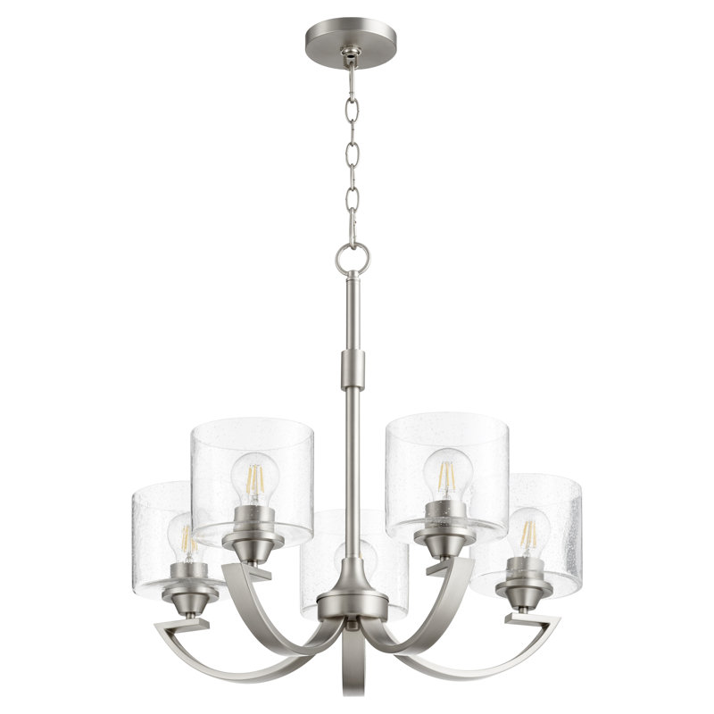Lustre classique à 5 lumières ombrées Tingledale, Nickel satiné