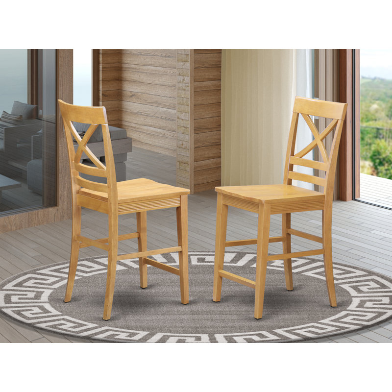 Quincy Counter-Height Bar Stool - Pub Height Wooden Chairs, Set of 2, Oak, Oak