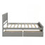 Lit plateforme avec rangement, 2 tiroirs avec roulettes, structure simple, gris-1912558977