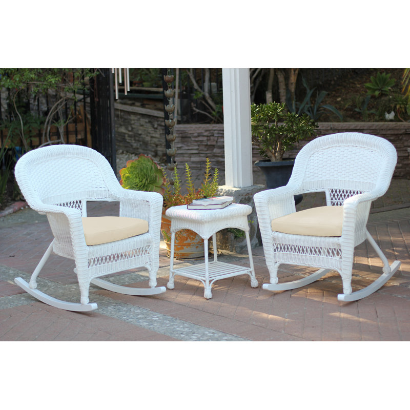 Starner 2 - Person Patio Conversation Set with Cushions, White, Ivory
