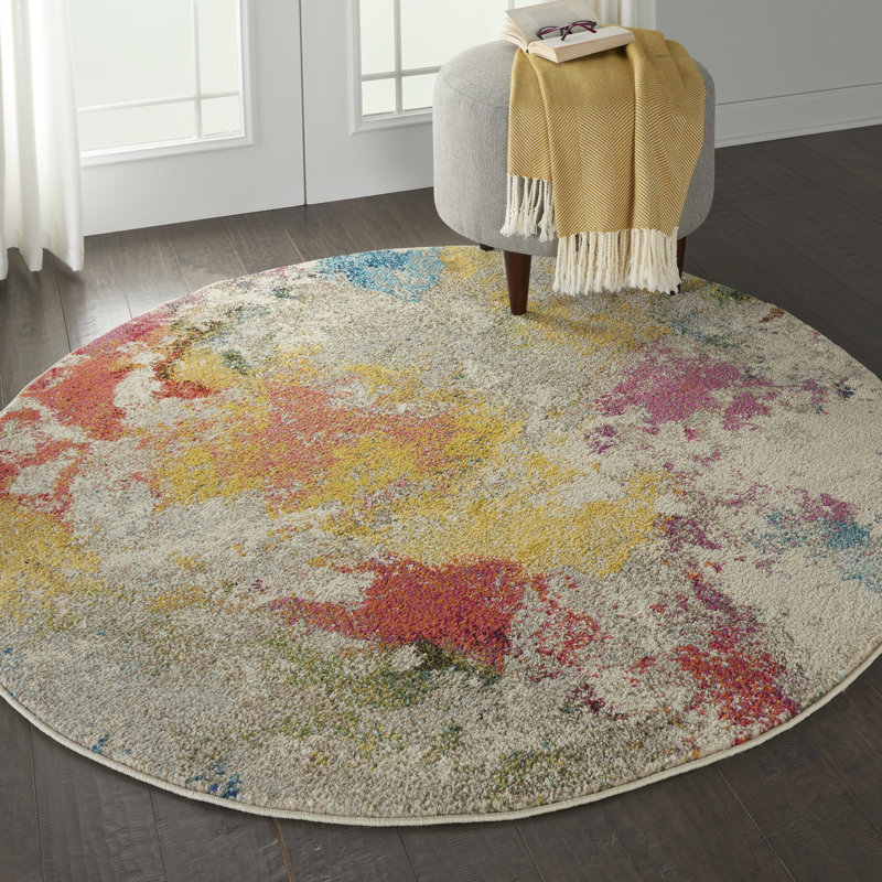Westhampton Abstract Synthetic Area Rug, Round 122cm