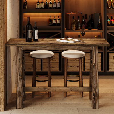 Table de bar 63 po en bois massif, table de pub haute hauteur bar