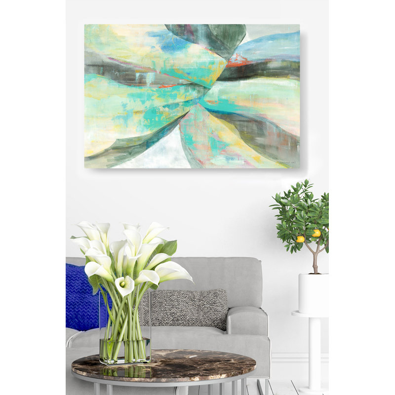 Abstrait vert et noir, bleu, bleu sarcelle, cyan, rouge, H 24 po x l 36 po x P 1,5 po