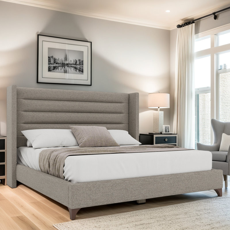 Lit tapissier Miliyah, Revolution® gris, Très grand