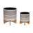 Ceramic and Stoneware Planters with Bamboo Stands - Set of 2-1023782279-973805836-980794185