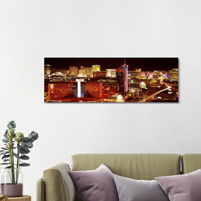 City Lit up at Night, Las Vegas, Nevada, USA #4 1 Piece Wrapped Canvas Panoramic Wall Art