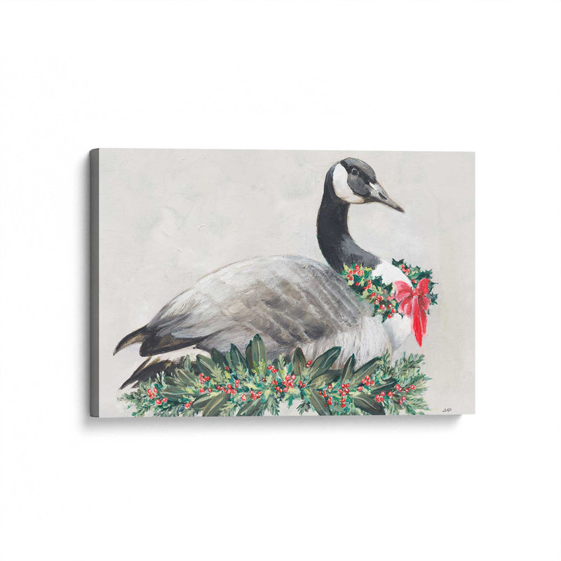 «Christmas Goose» par Julia Purinton, reproduction d'art sur toile, H 36 po x l 48 po, Toile tendue, Ne s’applique pas