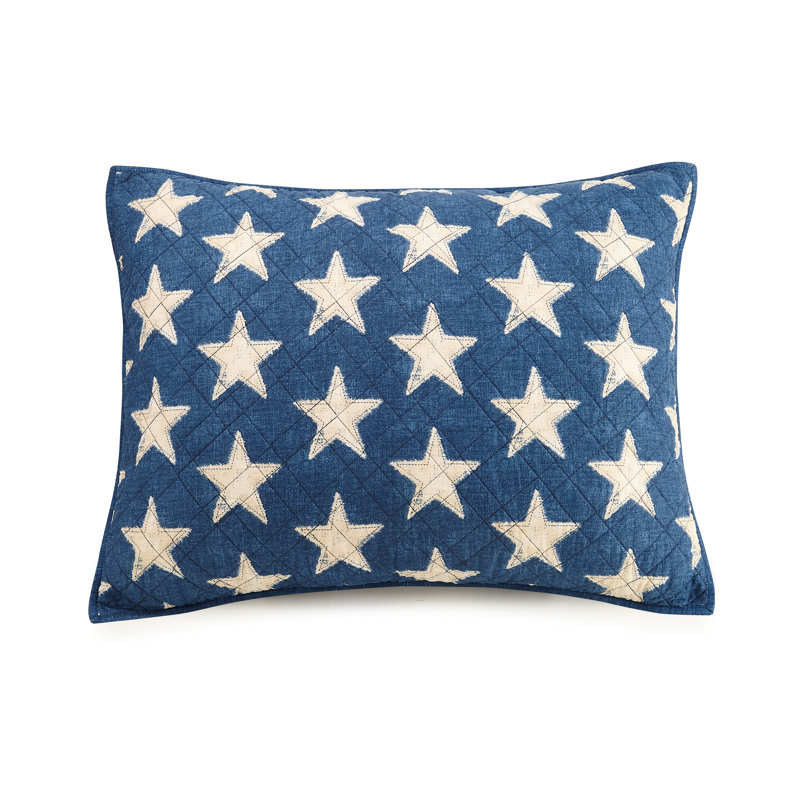Americana Patchwork Blue and Red Cotton Full Quilt Set
