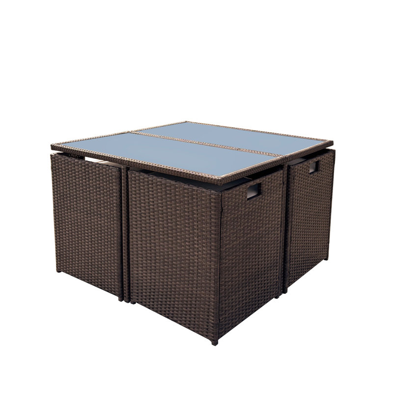 8 - Person Wicker Patio Dining Set with Square Table, Brown