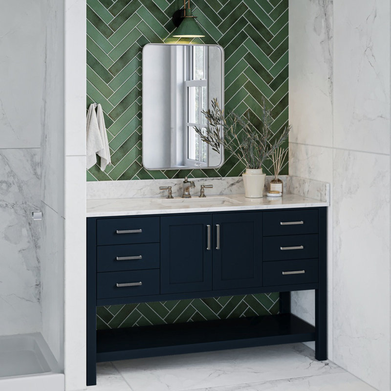 Magnolia Bath Vanity Rectangular Basin S061SCW2R, Midnight Blue, Rectangular, 55"