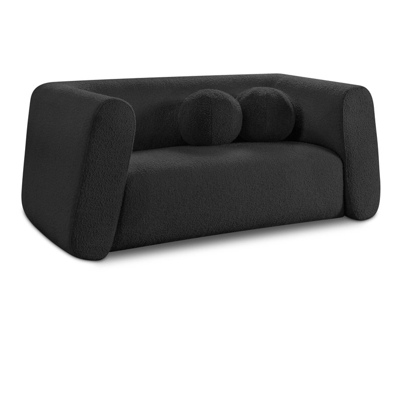 Khyryn Upholstered 70'' Loveseat, Black Boucle Fabric