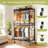 Heavy Duty 3-Tier Adjustable Rolling Clothes Rack With Wheels, 2 Rails, And Side Hooks For Efficient Storage