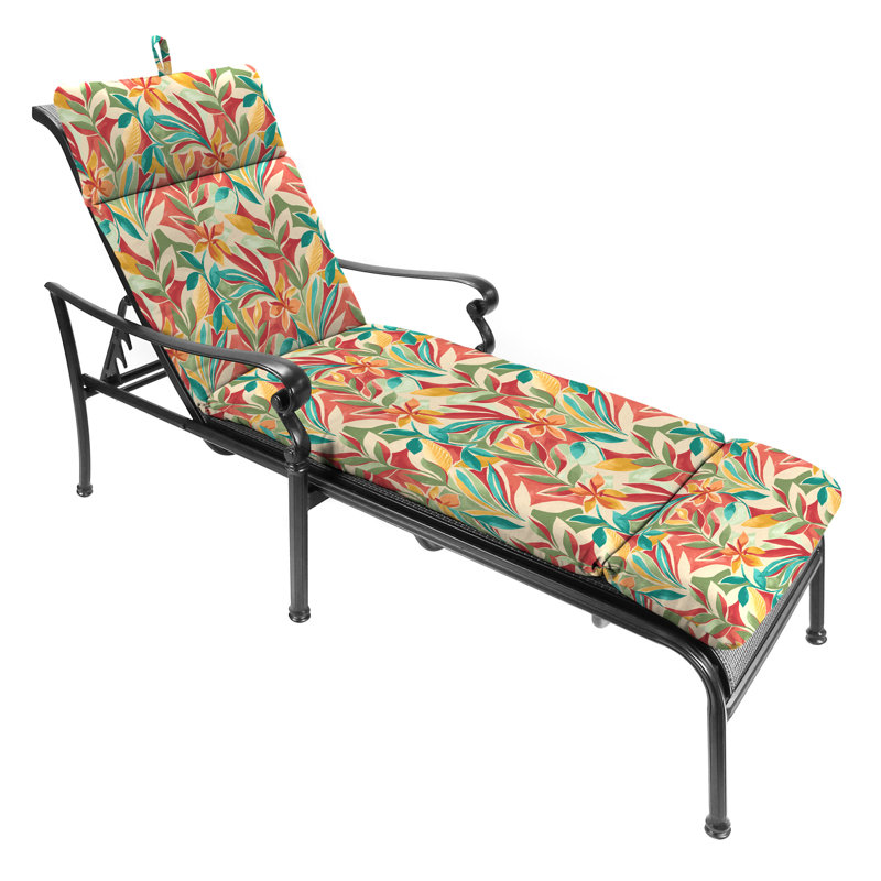 74" x 22" Outdoor Chaise Lounge Cushion with Ties and Loop