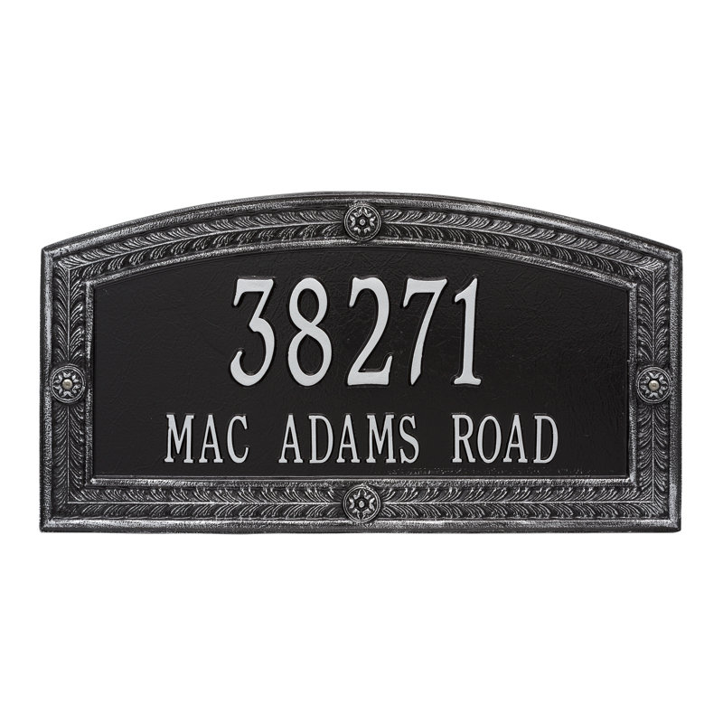 Plaque d'adresse murale sur 2 lignes Hamilton, Noir / argent, Oui