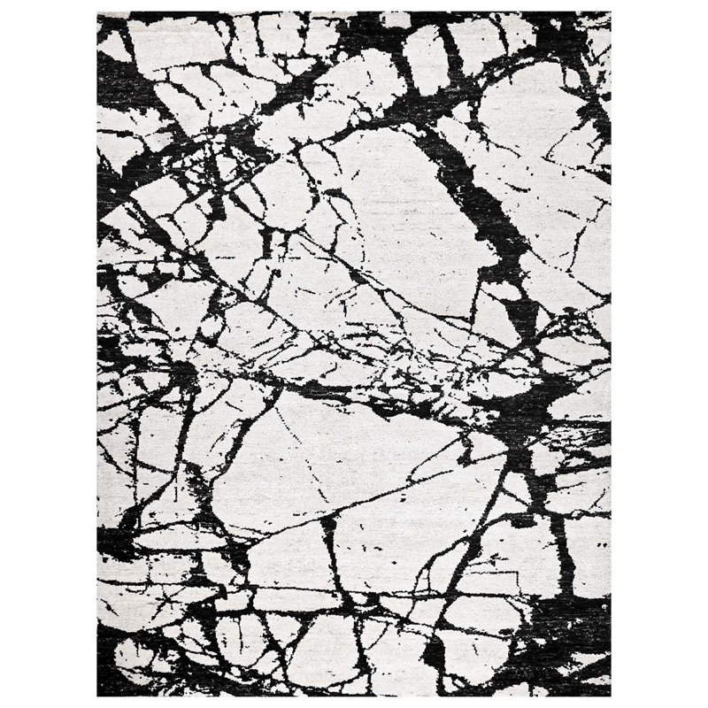Wool Abstract Area Rug, Rectangle 9' x 12'