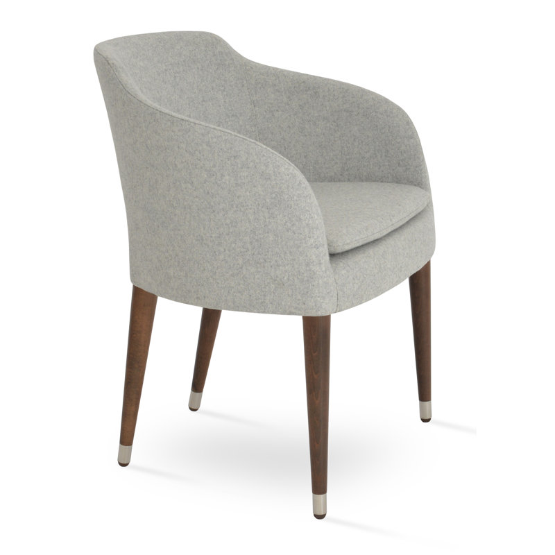 Alphine Upholstered Solid Back Dining Chair, Silver Wool