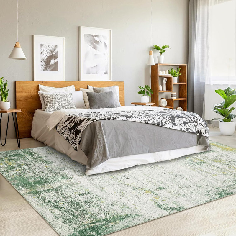 Washable Area Rugs  Non-Slip Modern Abstract Soft for Living Room Entryway Bedroom, Print Pattern, Rectangle 1' x 1'3"