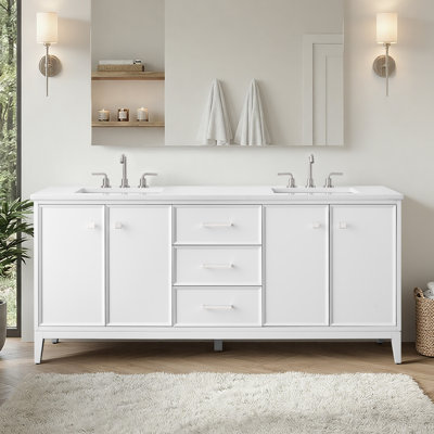 Meuble-lavabo double 72 po avec plateau en marbre