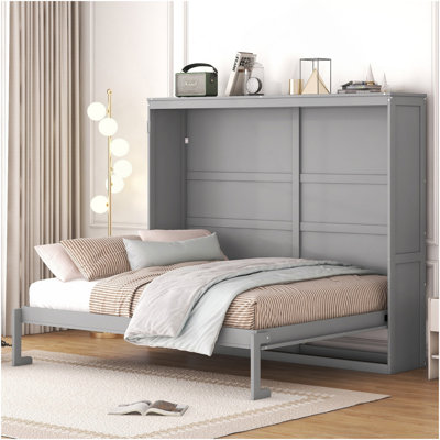 Grand lit escamotable mural, gris
