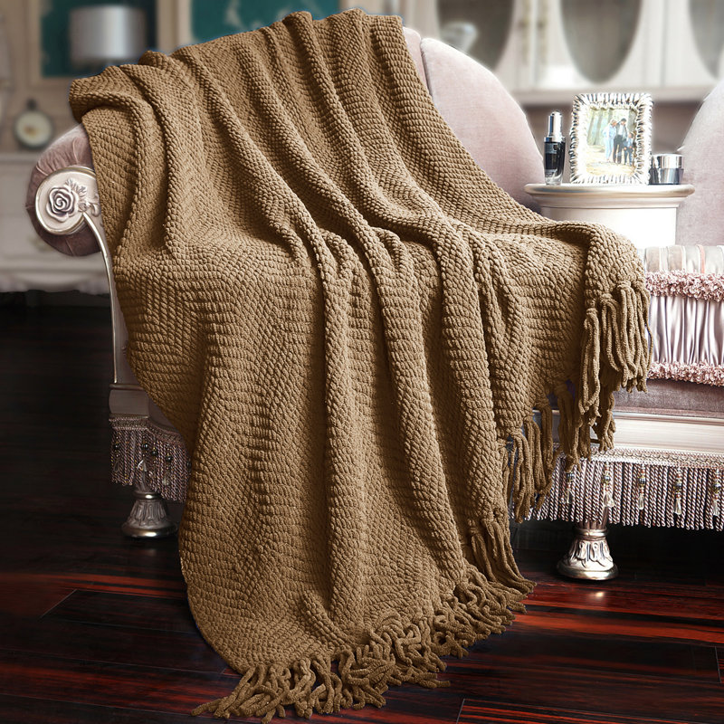 Tweed Knitted Throw Blanket