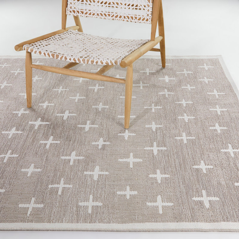Machine Woven Beige Indoor / Outdoor Area Rug, Rectangle 7'10" x 10'