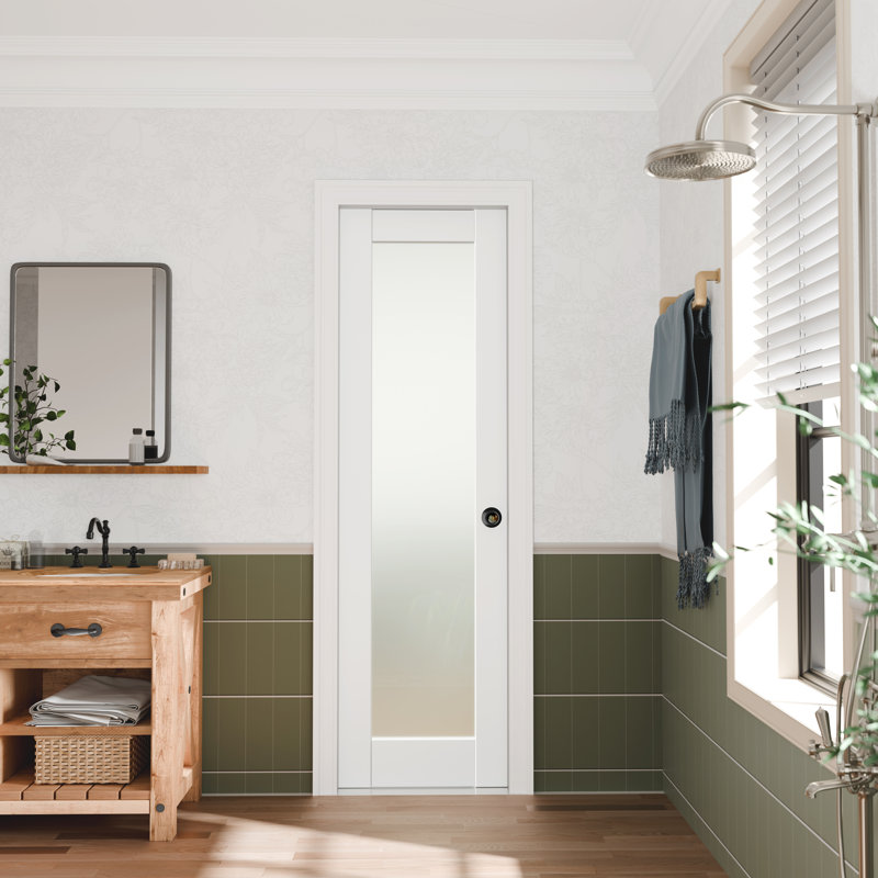 Porte intérieure moderne en verre givré - Intimité et contrôle de la lumière, idéale pour les salles de bain et les chambres à coucher, quincaillerie incluse