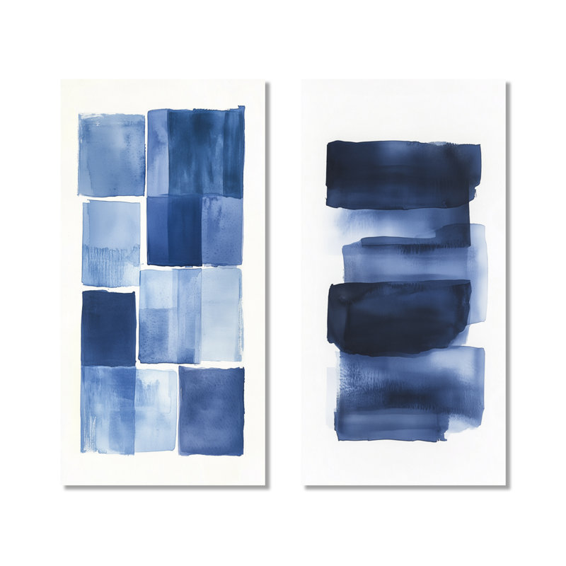 Indigo Horizon III - ensemble d'art mural moderne en métal bleu, 32" H x 32" W