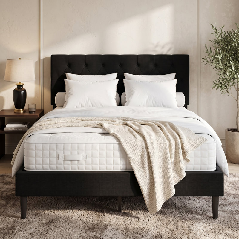 Grand lit plateforme tapissier Coventry, Grand lit, Noir