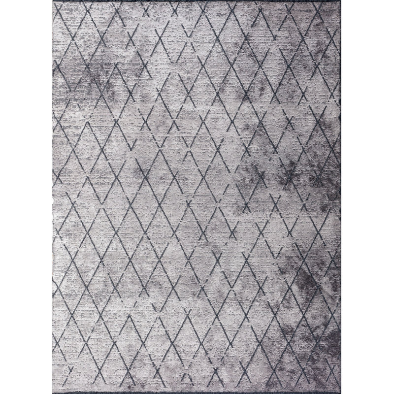 Rapture Gray/Black Argyle Luxury Area Rug, Rectangle 7'10" x 11'2"