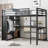 Metal Loft Bed Frame with Built-in Wardrobe, Desk, and Storage Shelves for Bedroom, Space-Saving Design-1575276318-1575276313
