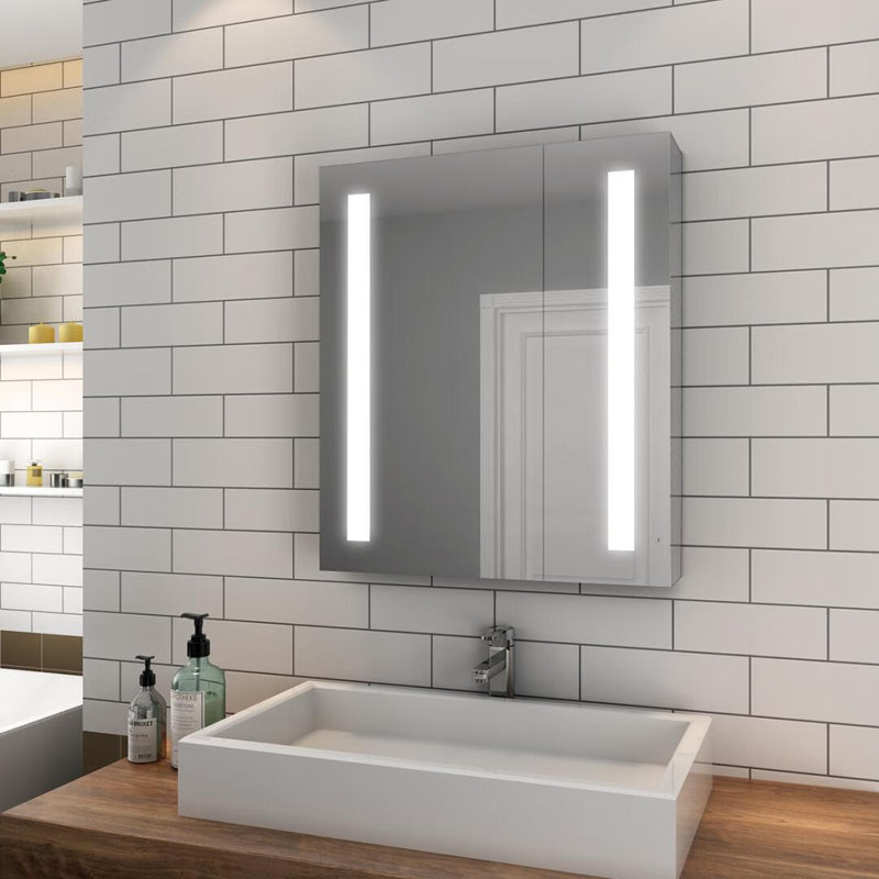 Mirrored Bathroom Cabinets with Mirror and 3 Adjustable Shelves