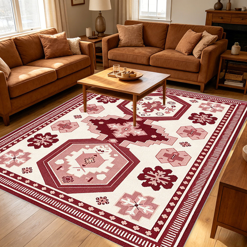 Burgundy Wine Red Medallion carpet-easy to clean, machine-washable, soft and comfortable; suitable for door mats, kitchens, living rooms, bedrooms, corridors, and laundry areas. Easy to clean, durable carpet for home decoration.