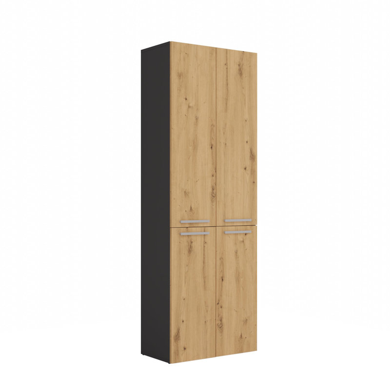Cambree Linen Cabinet, Black/Oak