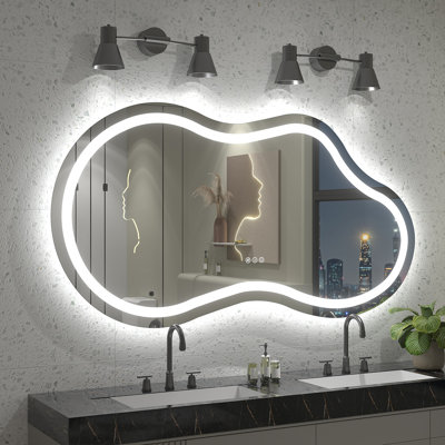 Aevar Asymmetrical LED Lighted Wall Mirror