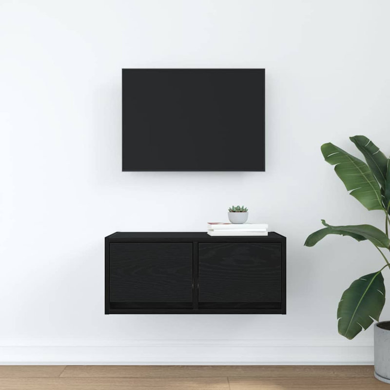 TV Cabinet 31x25.5 Cm Engineered Wood, Black Oak, 60 cm