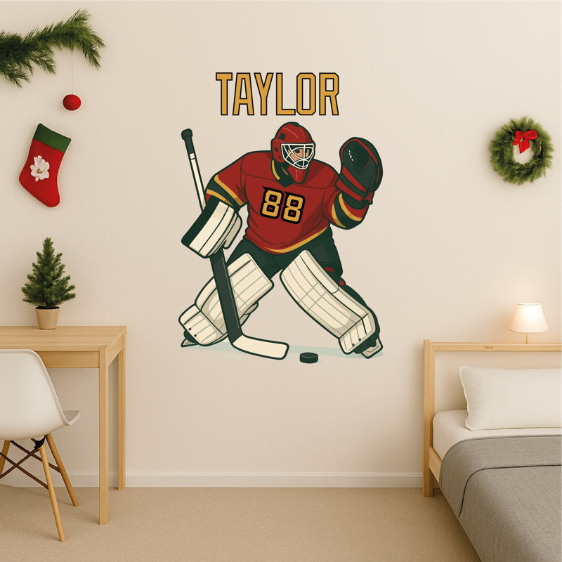 Autocollant mural de hockey personnalisé, H 22 po x l 15 po