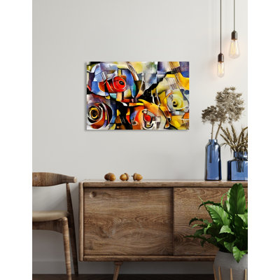 Floreen un bouquet de belles fleurs, style Picasso. Estampe numérique sur toile de coton sans acide