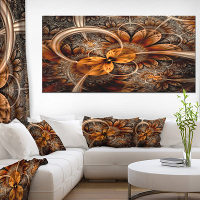 Abstract Floral Canvas Wall Art, Dark Orange Fractal Flower Print - Dark Orange Fractal Flower