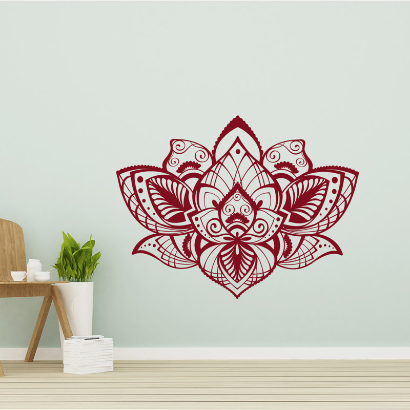 Adhésif décoratif fleur de lotus, H 42 po x l 56 po, Bourgogne