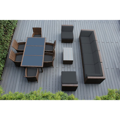 Ensemble de patio complet en rotin avec coussins 14 pièces Pavior
