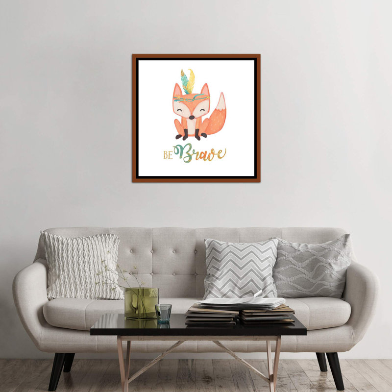 «Be Brave» par Josefina - reproduction, Toile avec cadre en bois classique, Pas de tapis, H 37 po x l 37 po x P 1,5 po