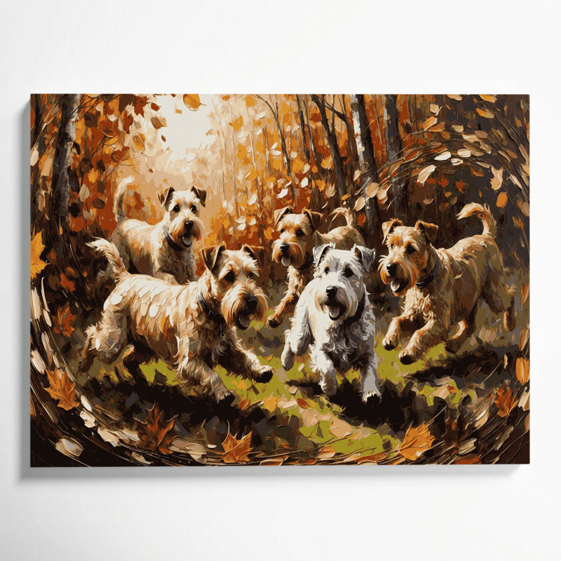 «Dogs Welsh Terrier», art mural sur toile noire