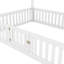Lit double en bois YDT avec clôture et porte pour chambre à coucher, blanc-59040921-59040920