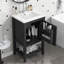 Meuble-lavabo de 20 po avec lavabo, armoire de salle de bain avec porte à fermeture douce, support de rangement et tablette ouverte, noir-1295621365