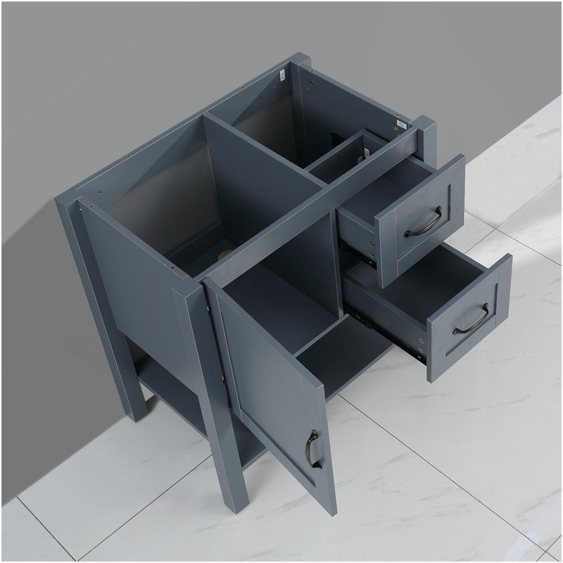 Meuble-lavabo gris 30 po avec miroir et plateau seulement