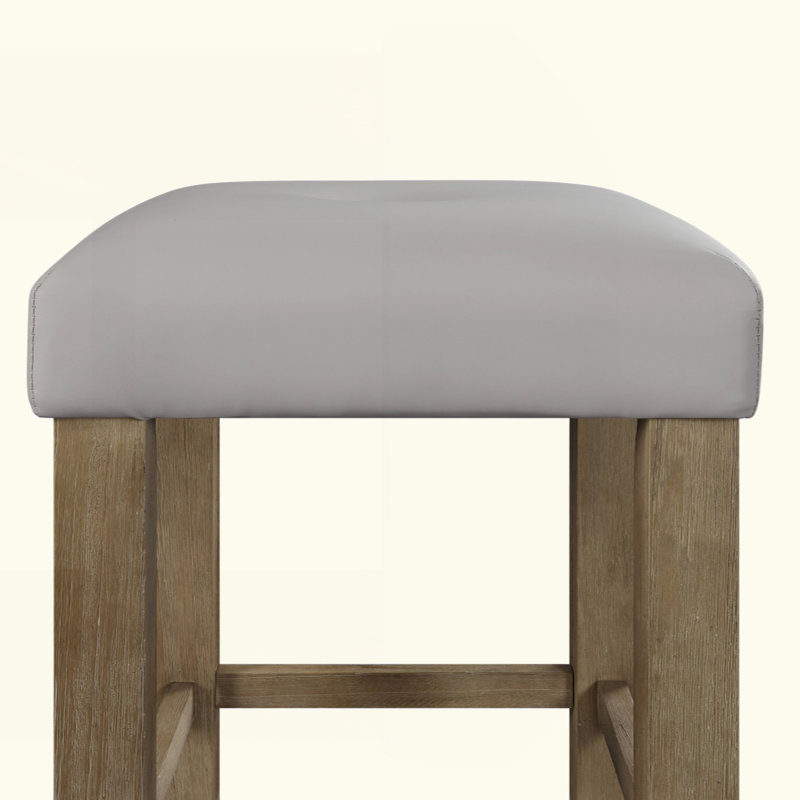 Tabouret à hauteur de comptoir Charnell en cuir synthétique gris et chêne (ensemble de 2)